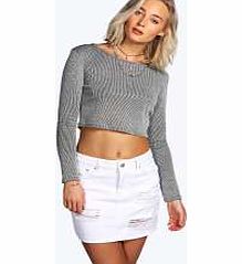 boohoo Distressed Ripped Denim Skirt - white azz12987