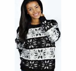 Dixon Fluffy Snowflake Jumper - black azz24152