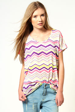 Edna Oversized T-Shirt Zig Zag Stripe Female