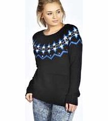 Elda Yoke Pattern Jumper With Jewels - black