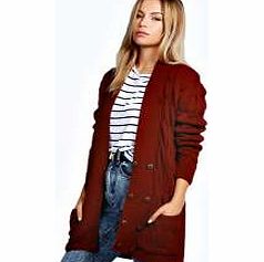 Ellis Button Cable Knit Cardigan - wine azz21285