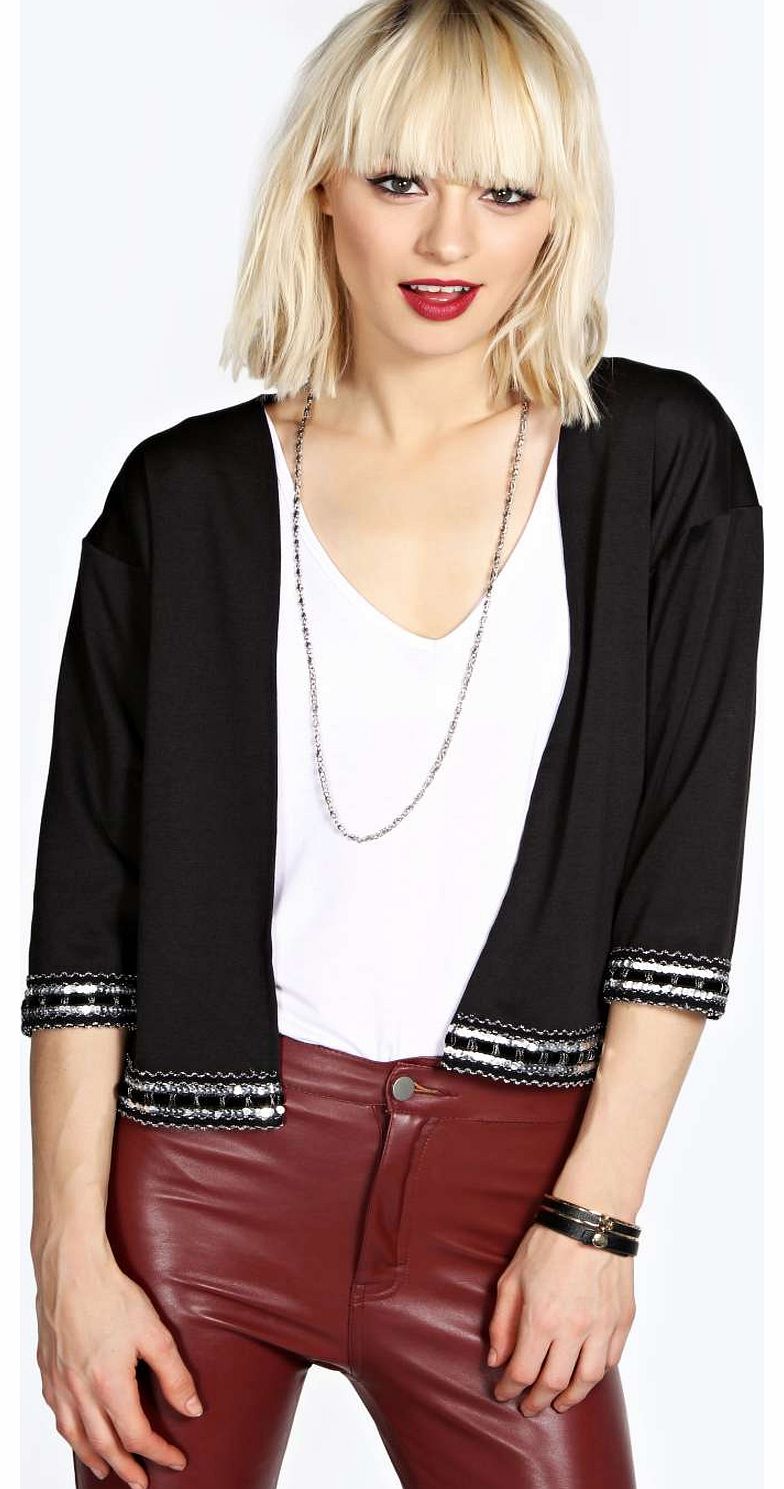 Embellished Trim Trophy Jacket - black azz17749