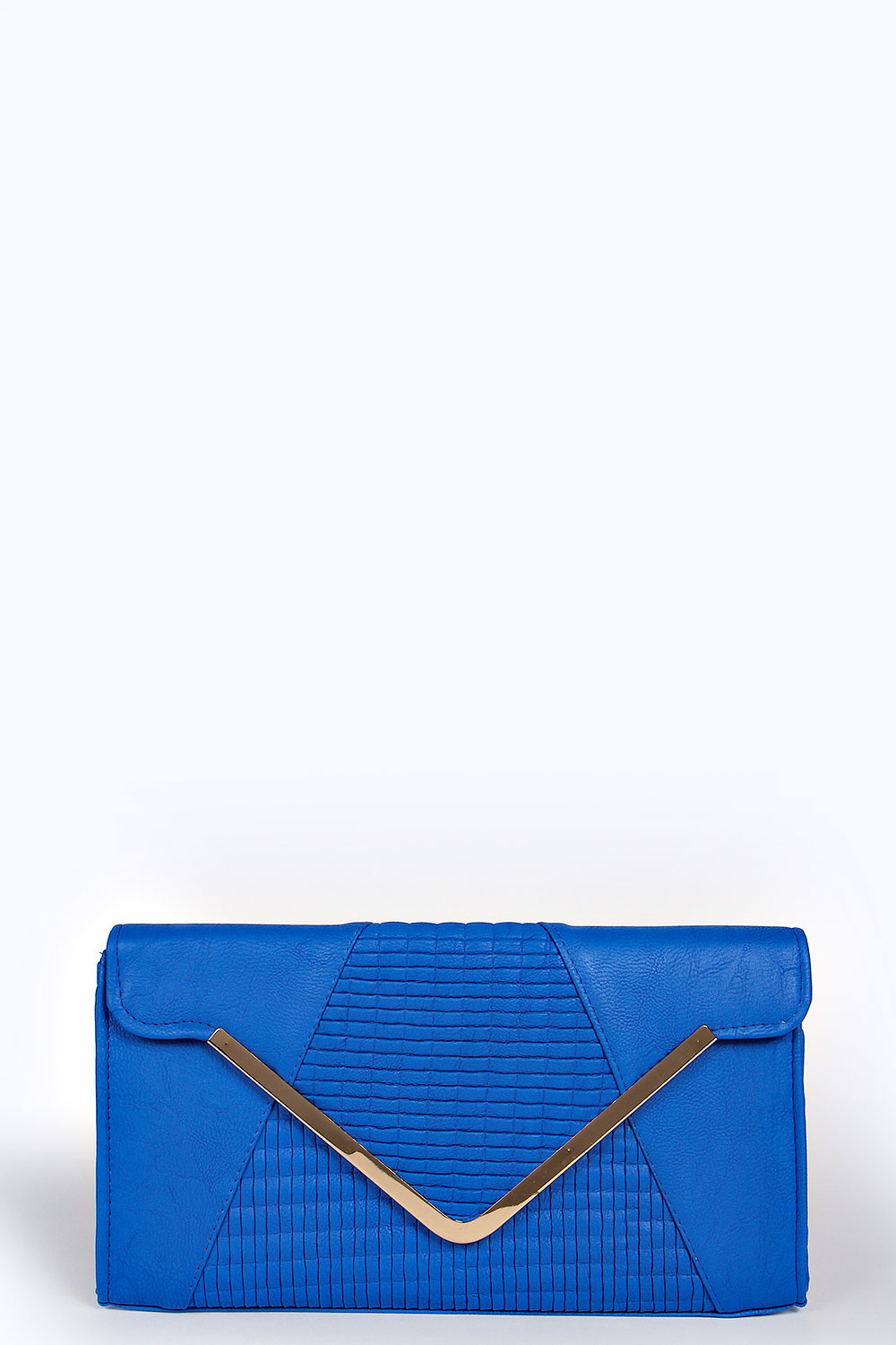 Holly Metal Trim Panelled Clutch - cobalt