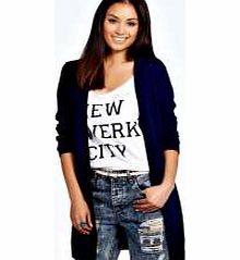 Holly Pointelle Fine Gauge Cardigan - navy