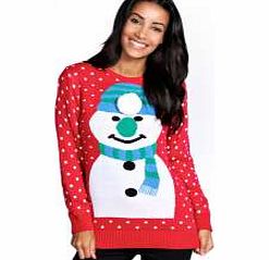 Jaimie Snowman Pom Pom Jumper - red azz23887