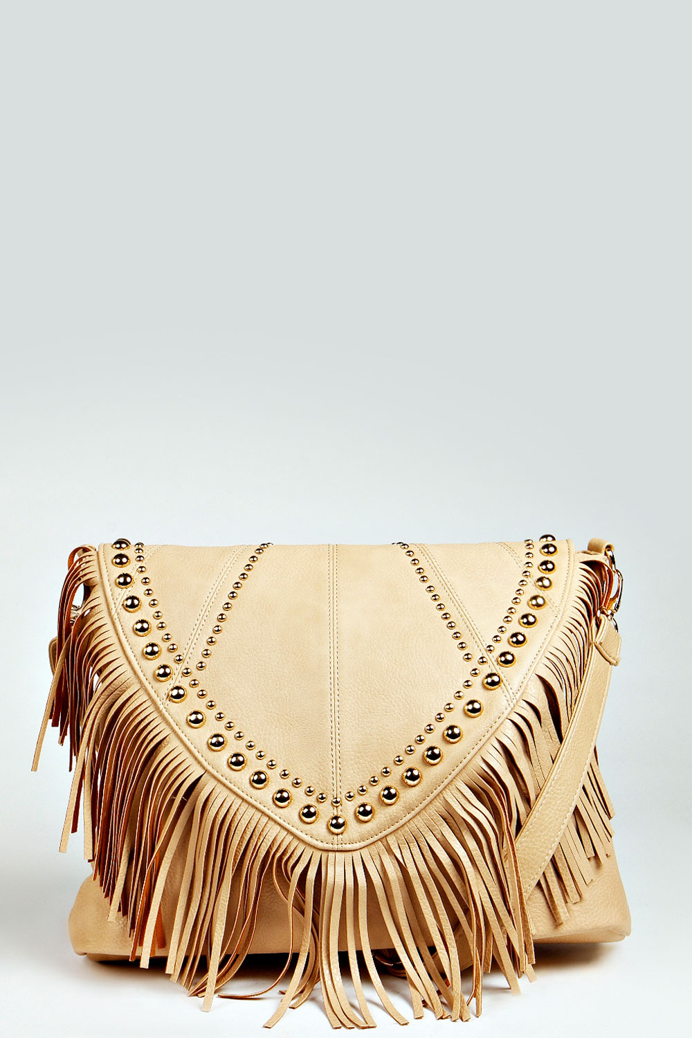 Jess Stud and Tassel Trim Hobo Bag -