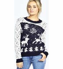 Jessie Reindeer Jumper - navy azz23337