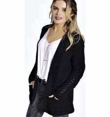 Katie Zig Zag Stitch Cardigan - black azz21525