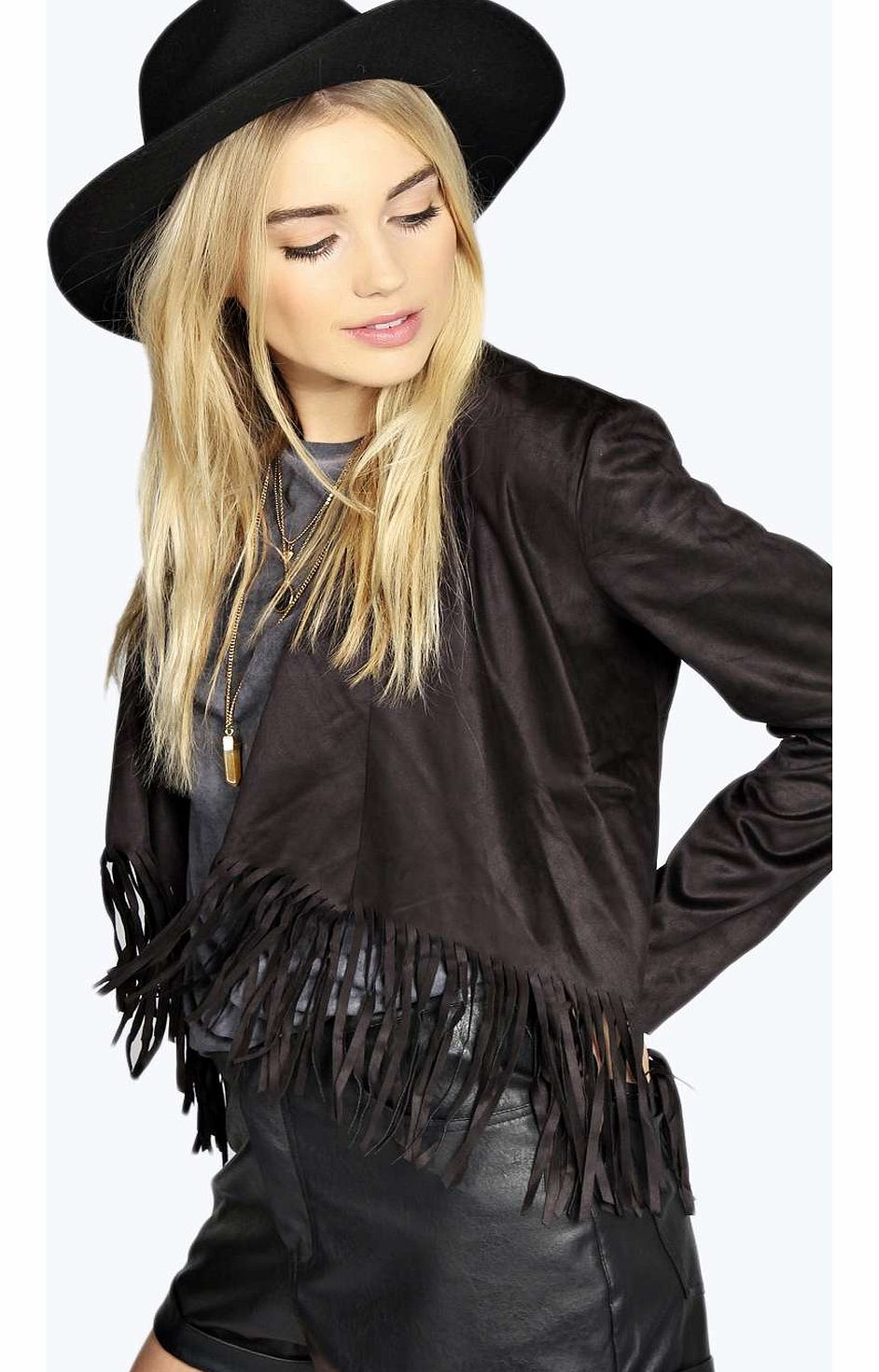 Kira Tassel Waterfall Jacket - black azz14367