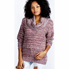 Lara Laguna Roll Neck Mix Stitch Jumper - wine