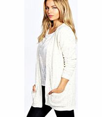 Lara Patterned NEP Yarn Cardigan - beige azz21290