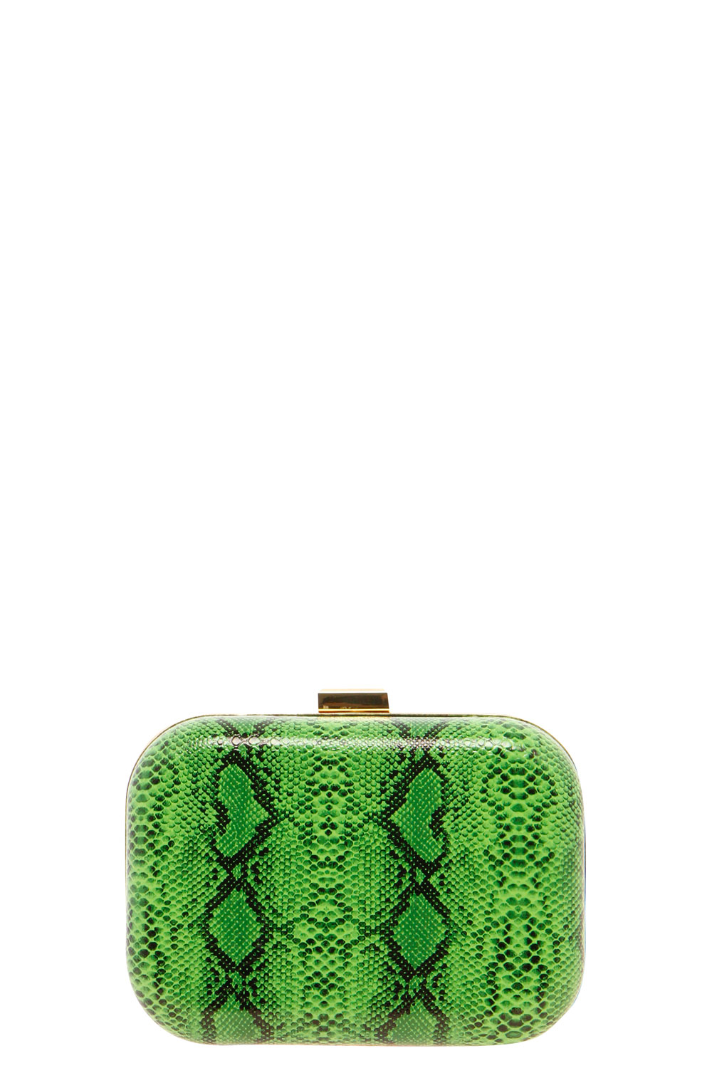 Lizzy Snake Effect Clutch Bag - green,