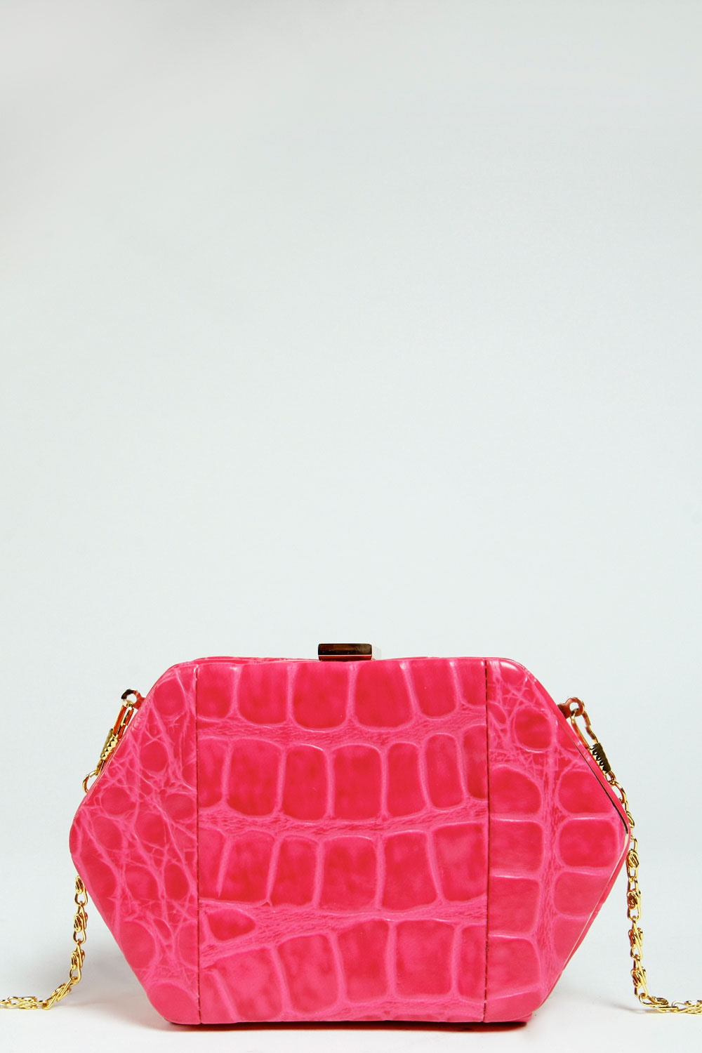 Louise Hexagon Mock Croc Box Clutch Bag -