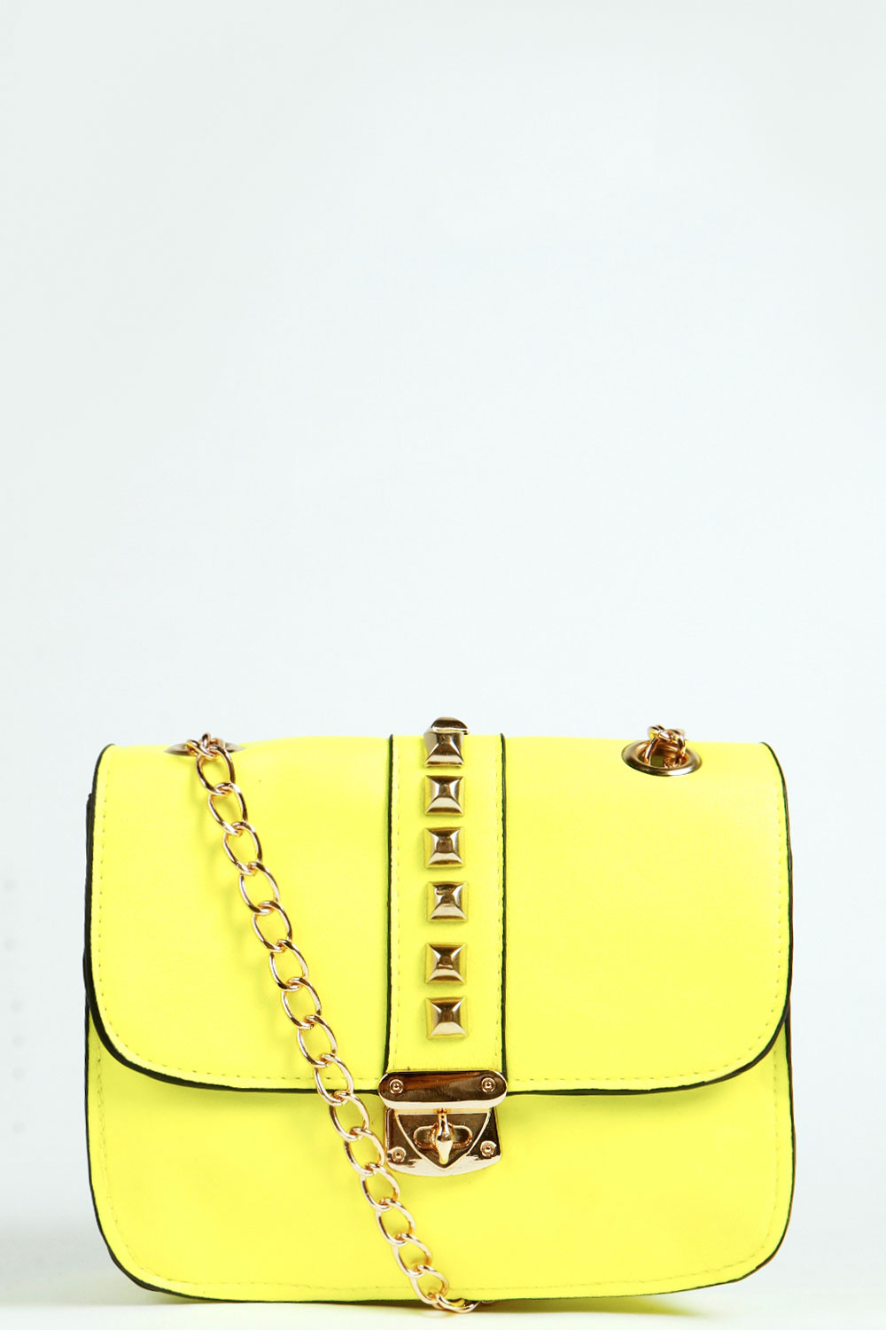 Luisa Stud Panel Shoulder Bag - lime,