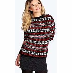 Megan Snowflake Fairisle Jumper - black azz21271