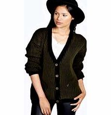 Millie Rib Knit Cardigan - khaki azz23151