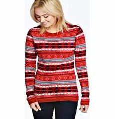 Olivia Fairisle Pattern Jumper - red azz22663