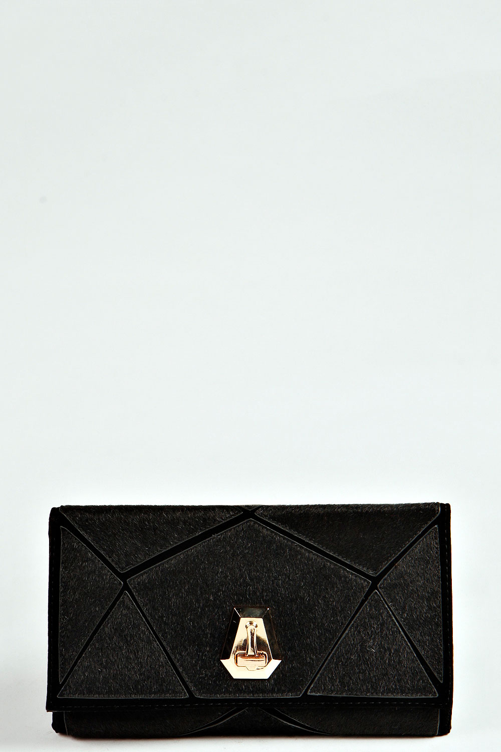 Polly Faux Pony Geo Panel Clutch Bag -