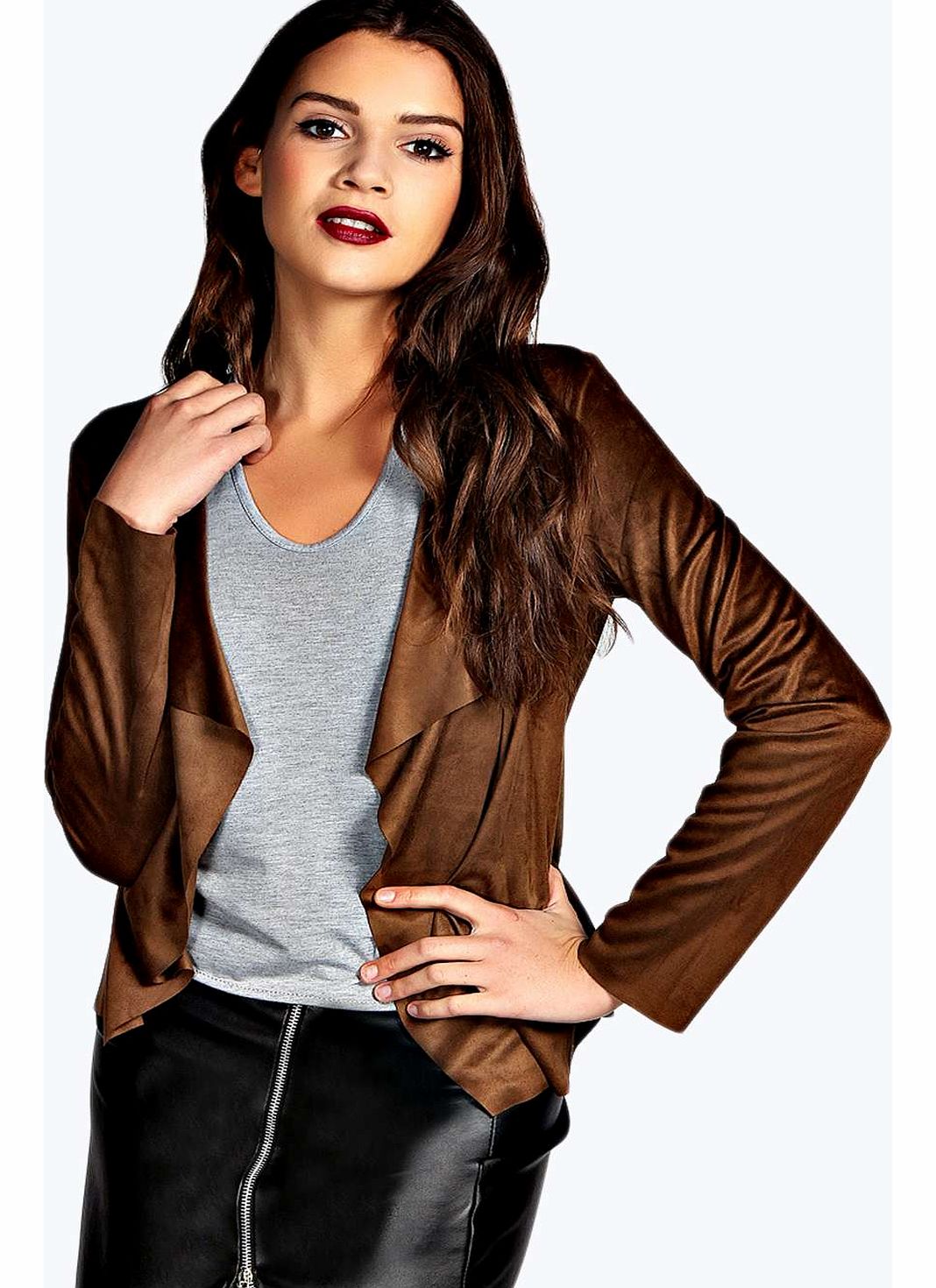 Poppy Suedette Jacket - chocolate azz14368