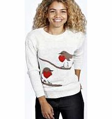 Robin Red Breast Nep Jumper - cream azz23888