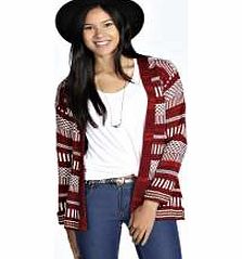 Rosie Stripe Pattern Soft Knit Cardigan - rust