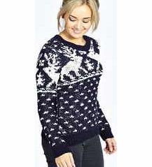 Ruby Reindeer Christmas Jumper - navy azz23336