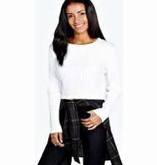 Ruby Rib Crop Jumper - white azz22363