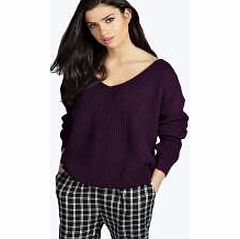 Sasha Oversized V Neck Jumper - aubergine azz22128