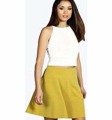 boohoo Scuba Skater Skirt - olive azz12808