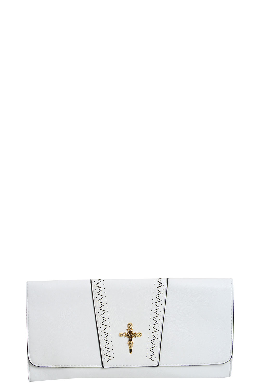 Shana Cross Clutch Bag - white, white