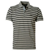 Janis 44 Black and Grey Stripe Pique Polo