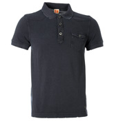 Pushkyn Faded Navy Pique Polo Shirt