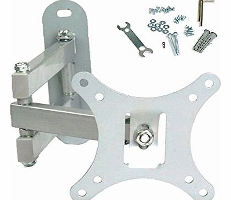 Tilt & Swivel Arm TV Wall Mount Bracket (Silver) for 10`` 11`` 12`` 13`` 15`` 17`` 19`` 20`` 22`` 24`` 25`` 26`` 27`` 29`` 30`` / Vesa 75x75, 100x100mm TFT LCD LED TV PC Monitor Plasma TV Flat Apple iMac Screens