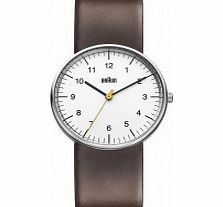 Braun Mens White Brown Watch