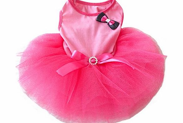 Lovely Princess Tutu Dress Bow Bubble Skirt Puppy Clothes Dog Dress Apparel (S)