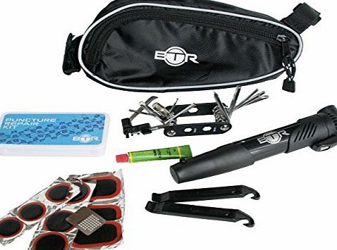 Large Corner Frame Pannier Bicycle Bike Bag with Tyre Puncture Repair Kit, 14-in-1 Multi-Function Tool and Bike Mini Pump