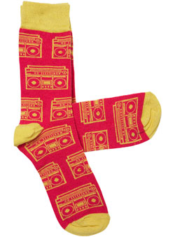 1 Pair Yellow Boombox Sock