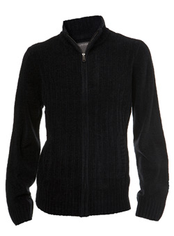 Black Chenille Zip Funnel Neck