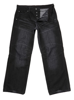 Black Coated Combat Jeans