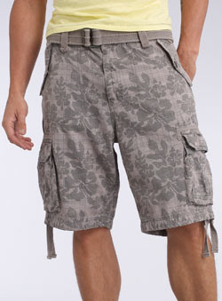 Burton Grey Checked Floral Cargo Shorts