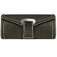 Black Embossed Leather Envelope Clutch