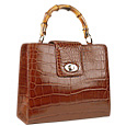 Buti Brown Croco-embossed Leather Compact Tote Bag