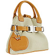 Buti Canvas & Camel Leather Buckled Strap Mini Tote