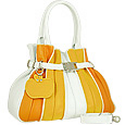 Buti Tulip - Orange & Yellow Leather Buckled Strap Tote