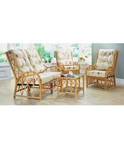 4 Piece Suite - Natural Leaf Cushions