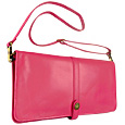 Fuchsia Leather Slim Envelope Clutch