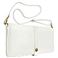 White Leather Slim Envelope Clutch