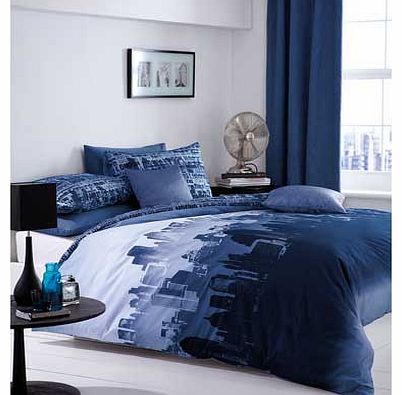 City Scape Double Duvet Set - Blue