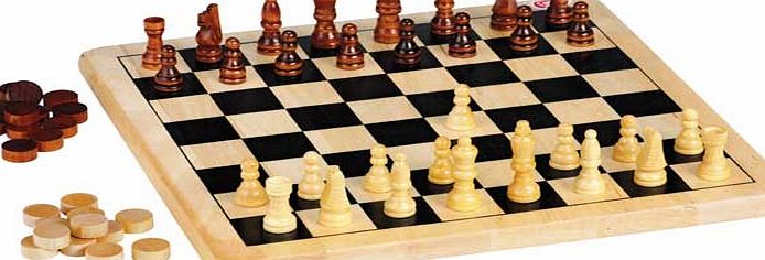 Wooden Chess and Draughts Board Game