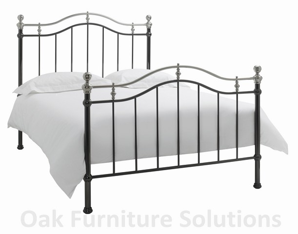 Black/Shiny Nickel Bedstead - 135cm -